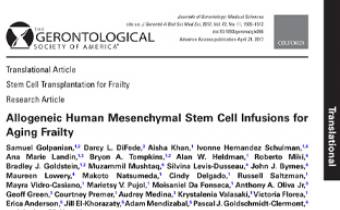 Allogeneic Human Mesenchymal Stem Cell Infusions for Aging Frailty Innate Healthcare Institute