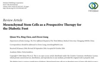 Mesenchymal Stem Cells as a Prospective Therapy for the Diabetic Foot Innate Healthcare Institute