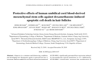 Protective effects of human umbilical cord blood‑derived mesenchymal stem cells against dexamethasone‑induced apoptotic cell death in hair follicles Innate Healthcare Institute