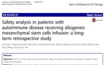 Safety analysis in patients with autoimmune disease receiving allogeneic mesenchymal stem cells infusion- a longterm retrospective study Innate Healthcare Institute