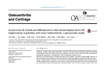 Assessment of clinical and MRI outcomes after mesenchymal stem cellimplantation in patients with knee osteoarthritis- a prospective study Innate Healthcare Institute