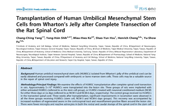 Transplantation of Human Umbilical Mesenchymal Stem Cells from Wharton’s Jelly after Complete Transection of the Rat Spinal Cord Innate Healthcare Institute