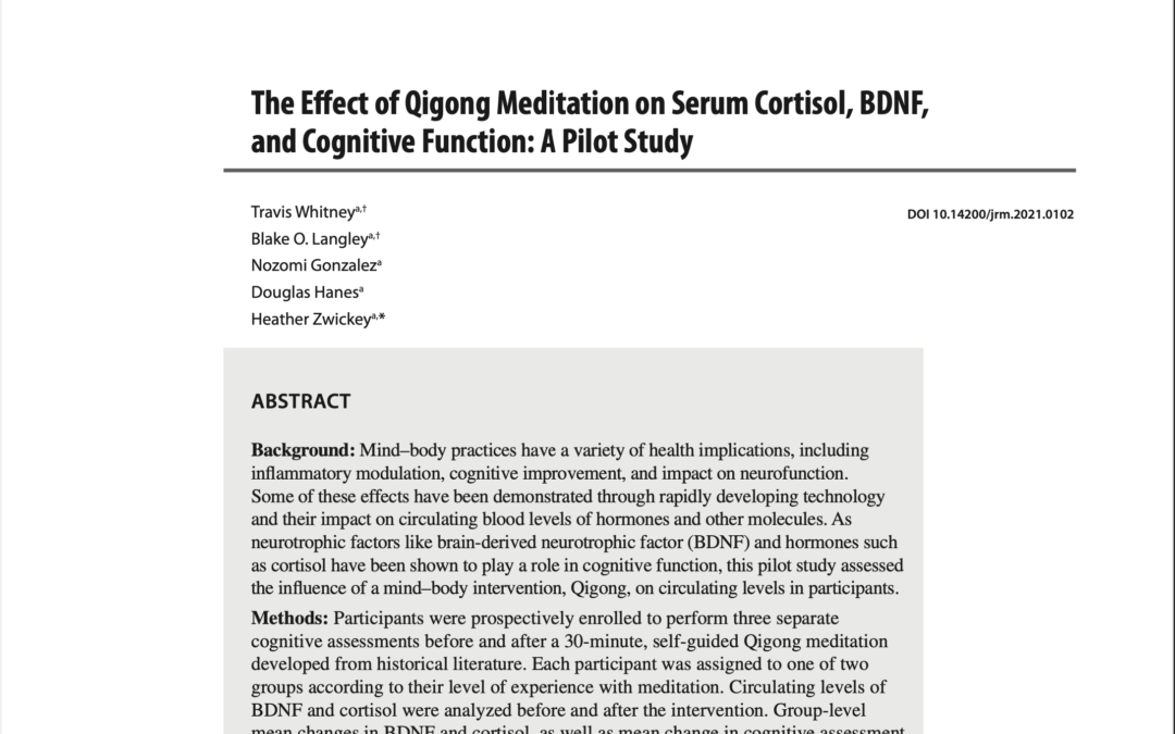 The Effect of Qigong Meditation on Serum Cortisol, BDNF, and Cognitive Function: A Pilot Study